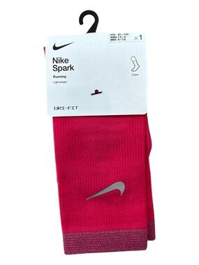 Nike Spark youth / women Crew Running Socks - Hot Pink with Silver Swoosh